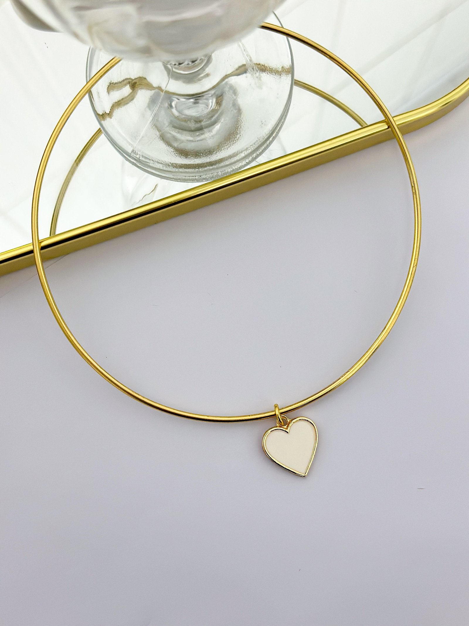 Chocker Folheada Aro Pingente Resinado 