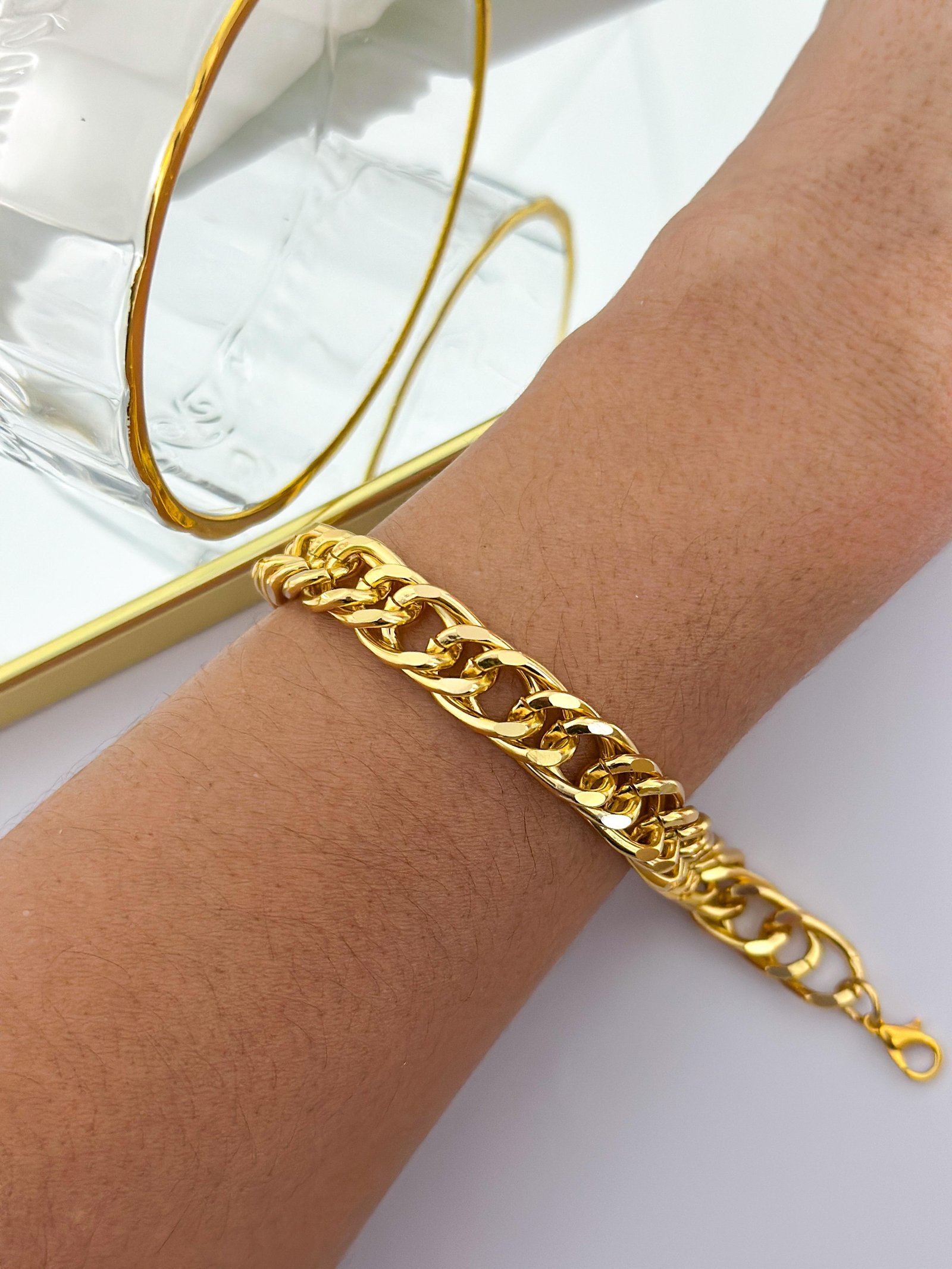 Pulseira Folheada Corretaria Groumet Dourada 