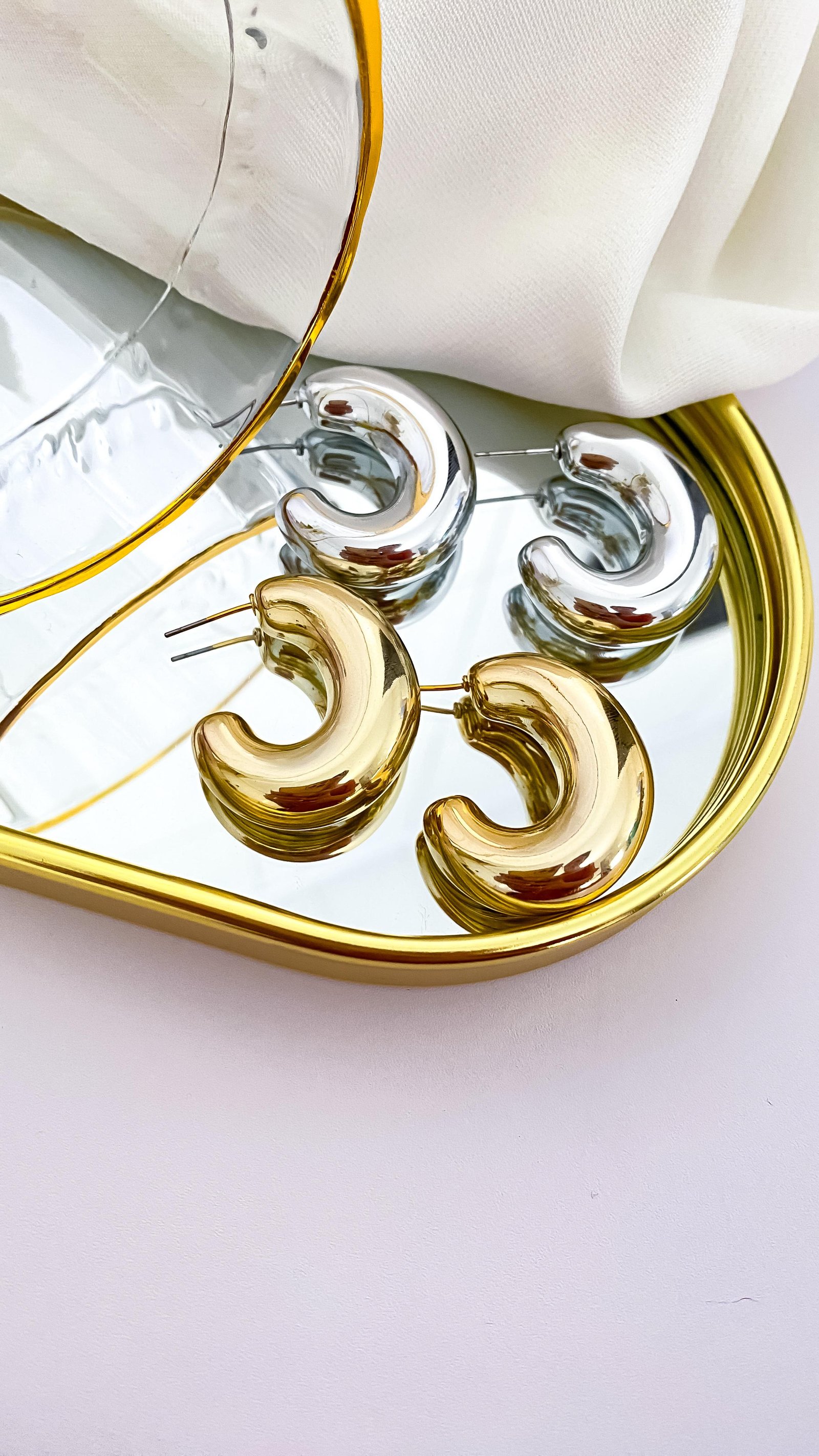  Argola Folheada Tubo