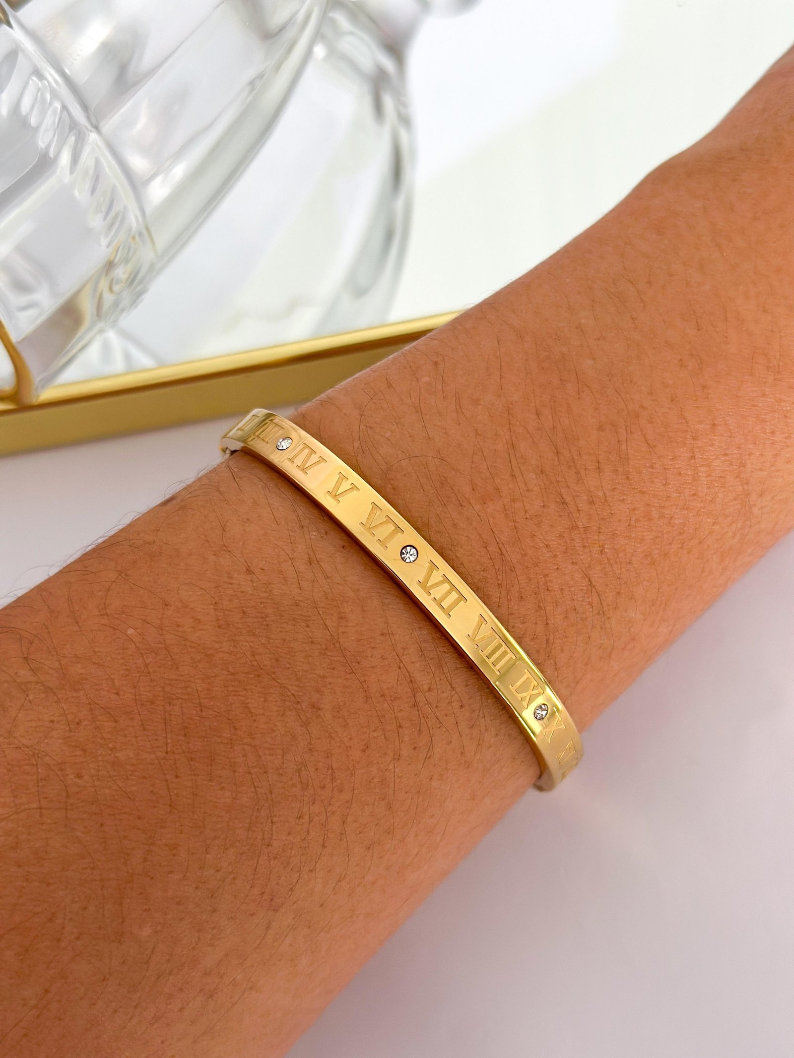 Bracelete Aço Inox Romano Dourado 