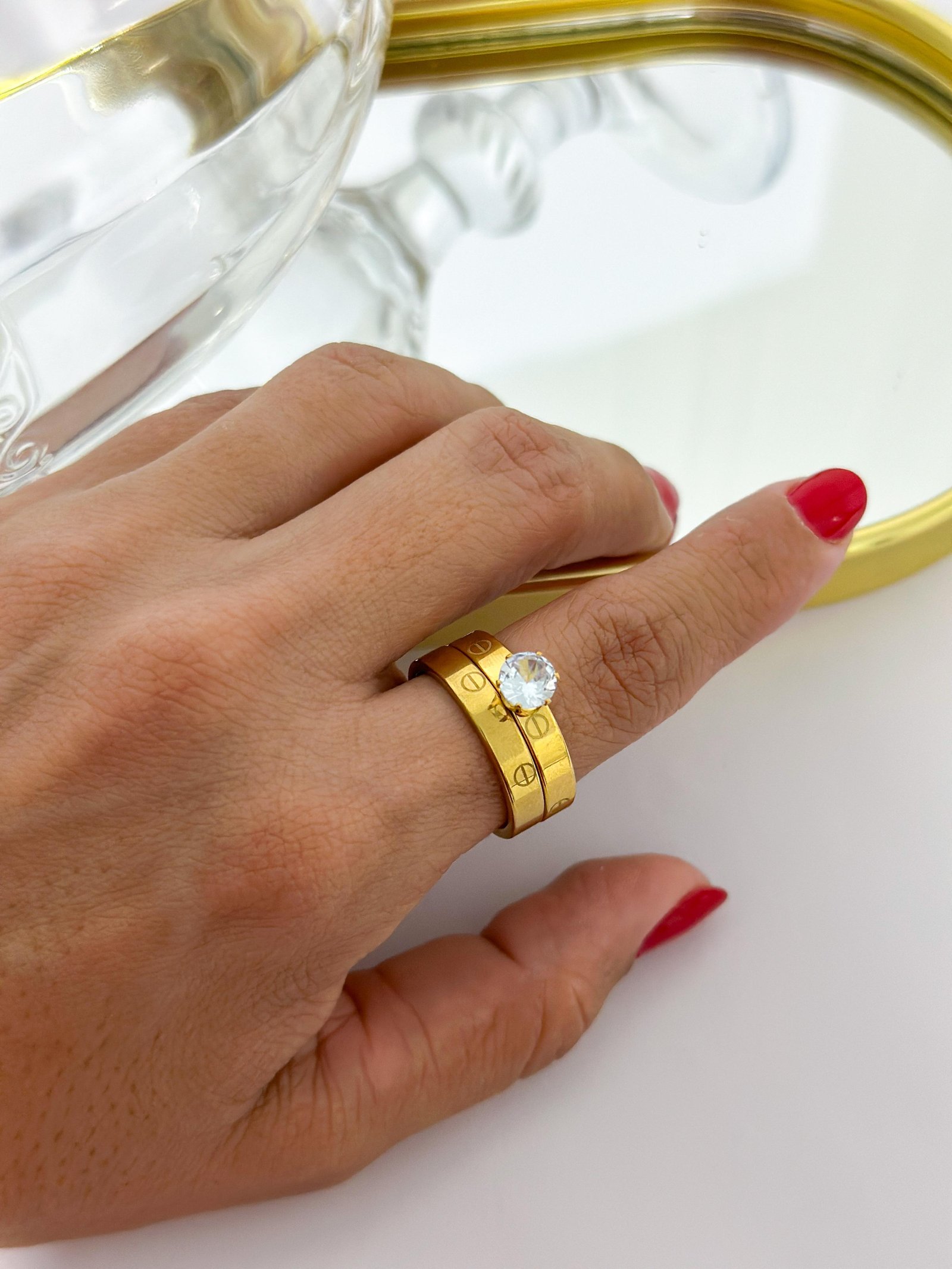 Anel  Aço Inox Duplo  Cartier