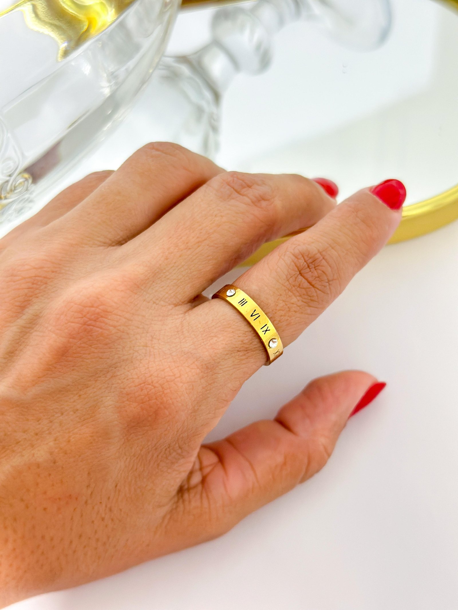 Anel Aço Inox Romanos Dourado