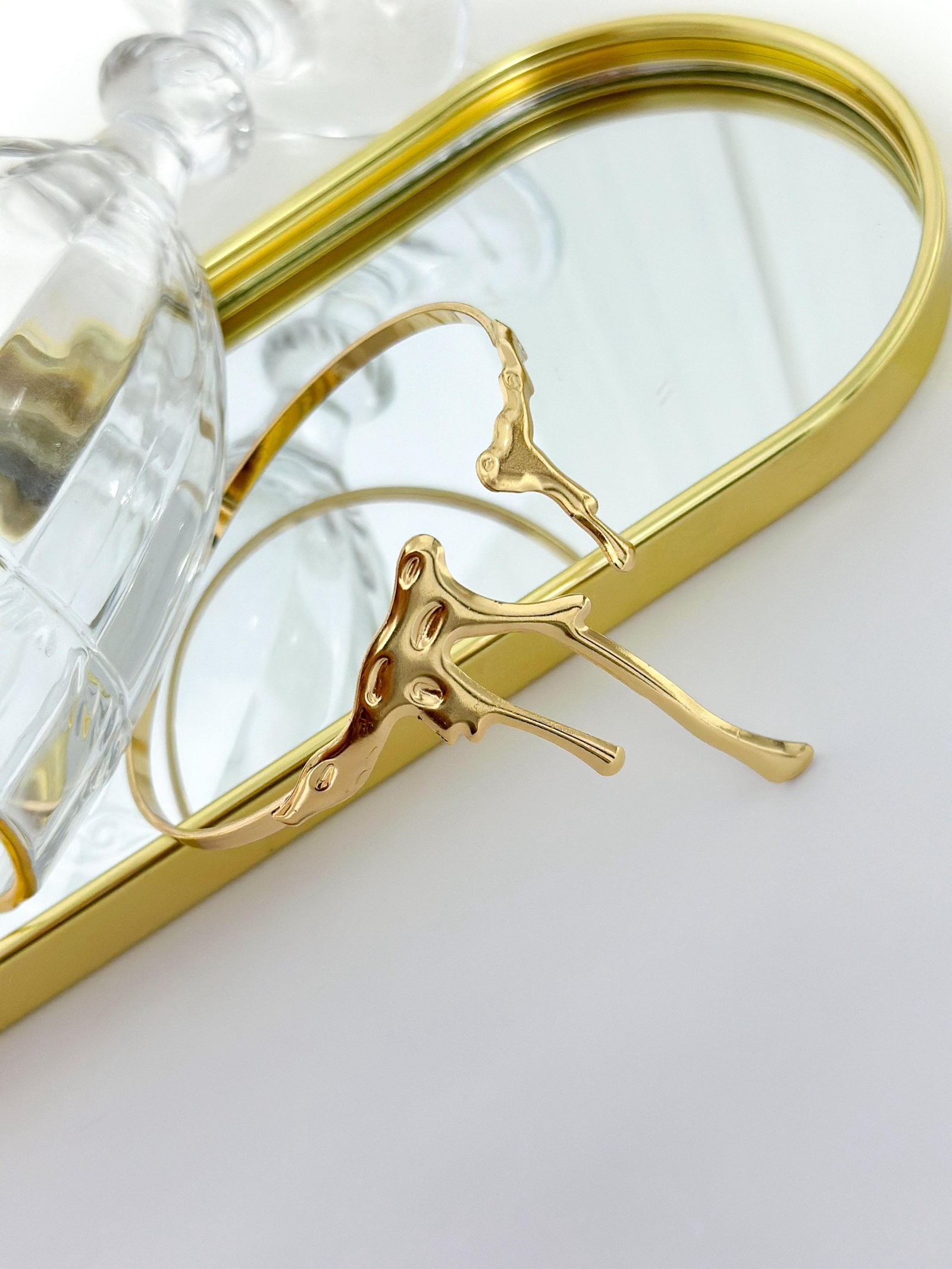 Bracelete Folheado Organico Braço Dourado 