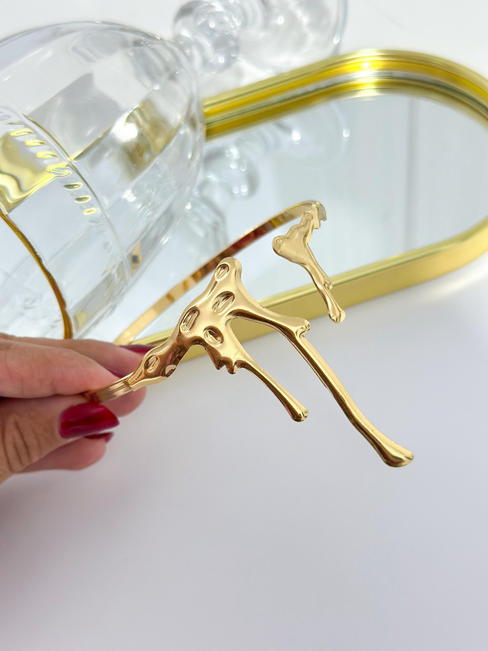 Bracelete Folheado Organico Braço Dourado 