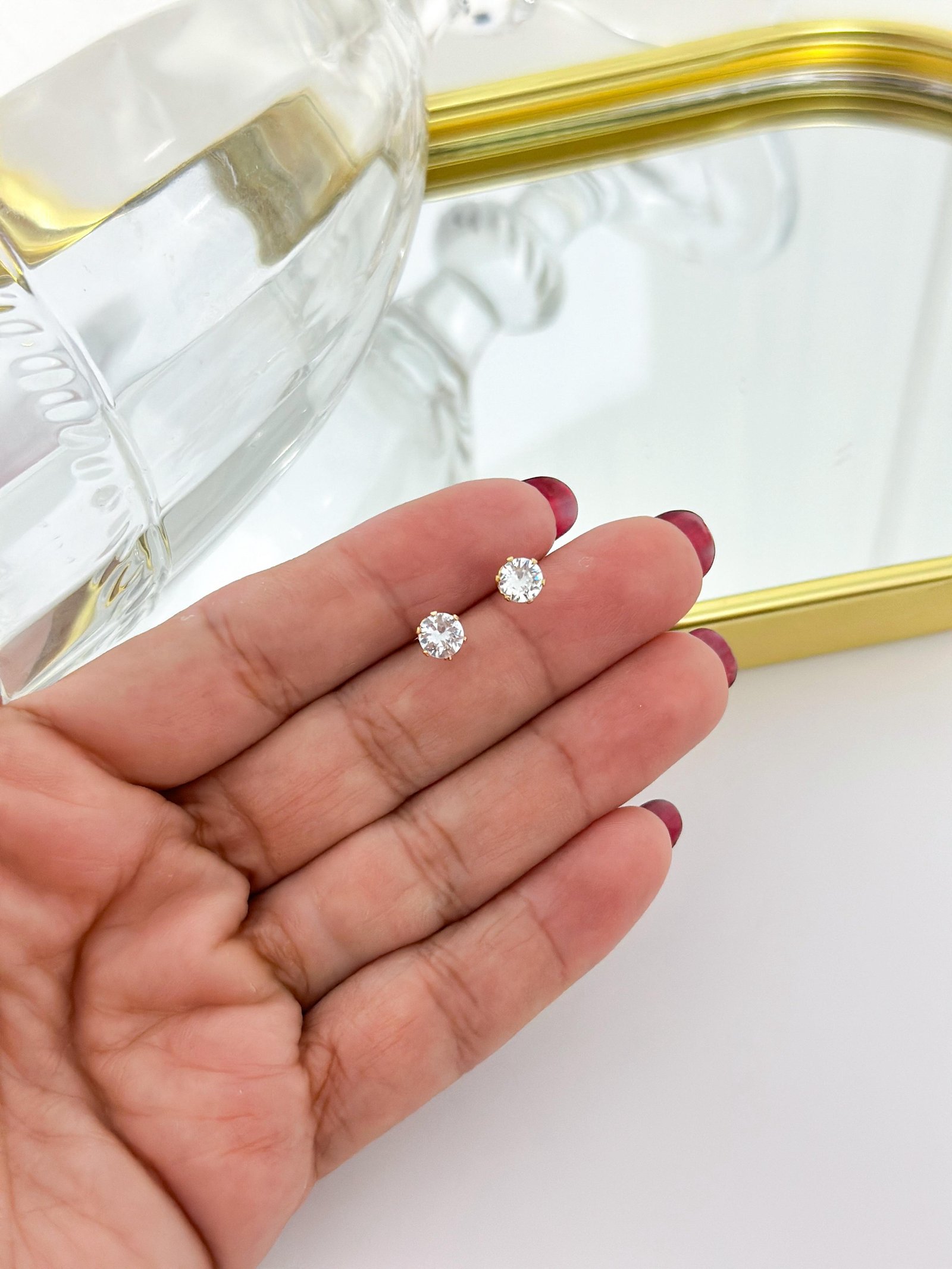 Brinco Aço Inox Ponto de luz Dourado 