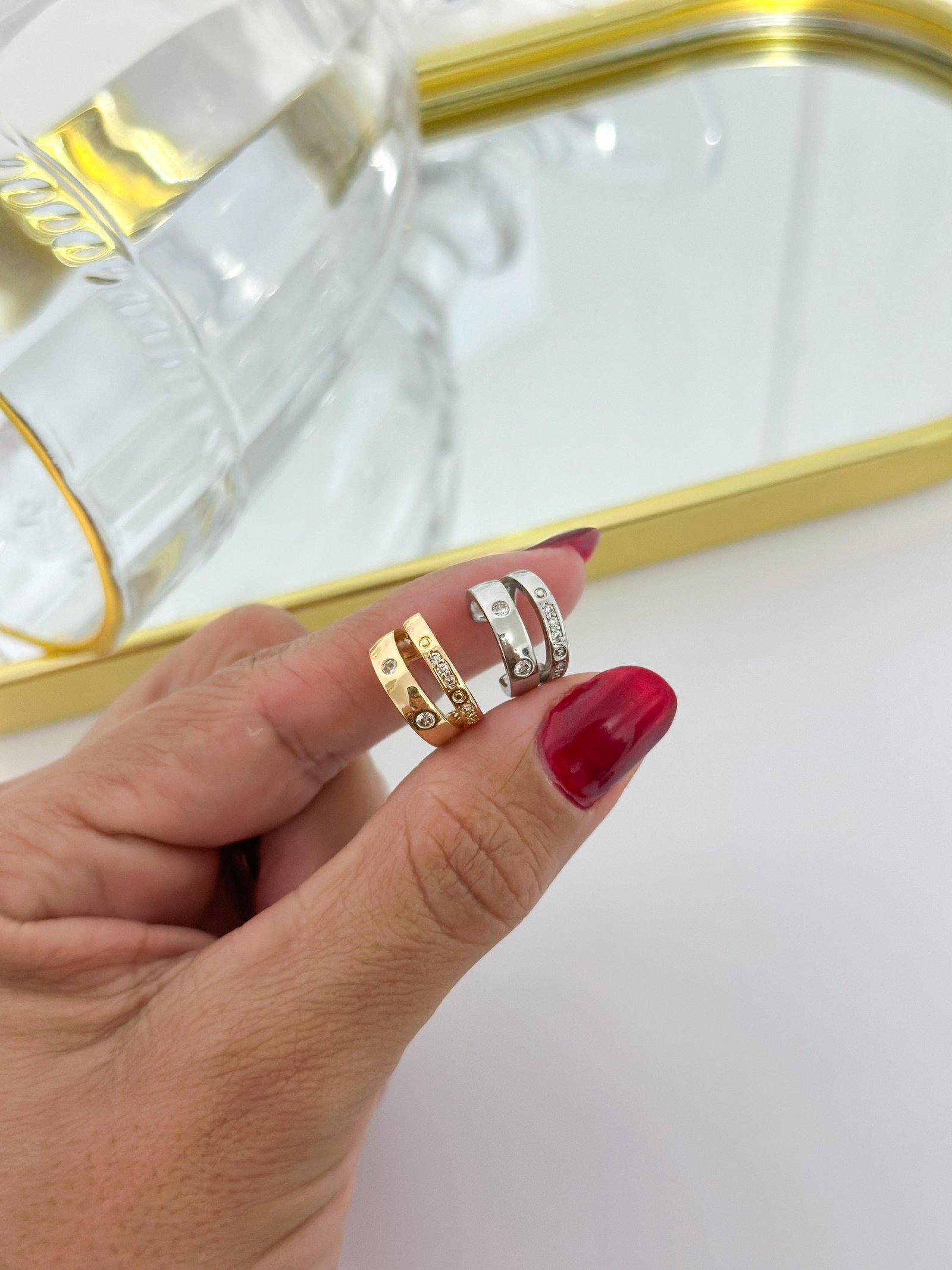 Brinco Folheado Fake Cartier Dourado 