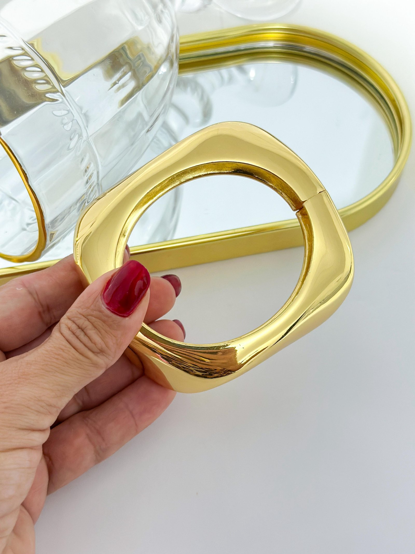 Bracelete Folheado Robusto Quadrado 