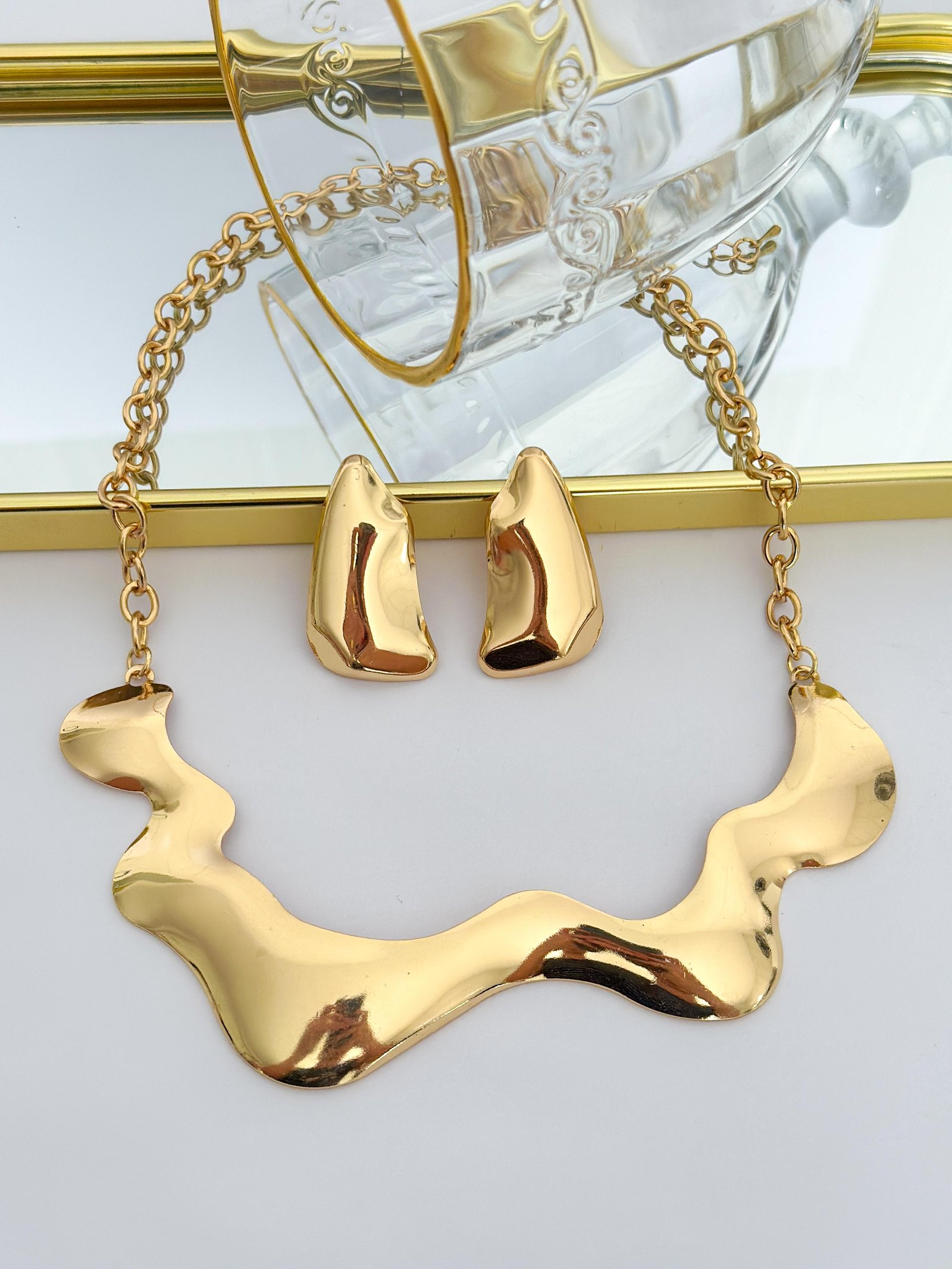 Conjunto Folheado Organico Elegance Dourado