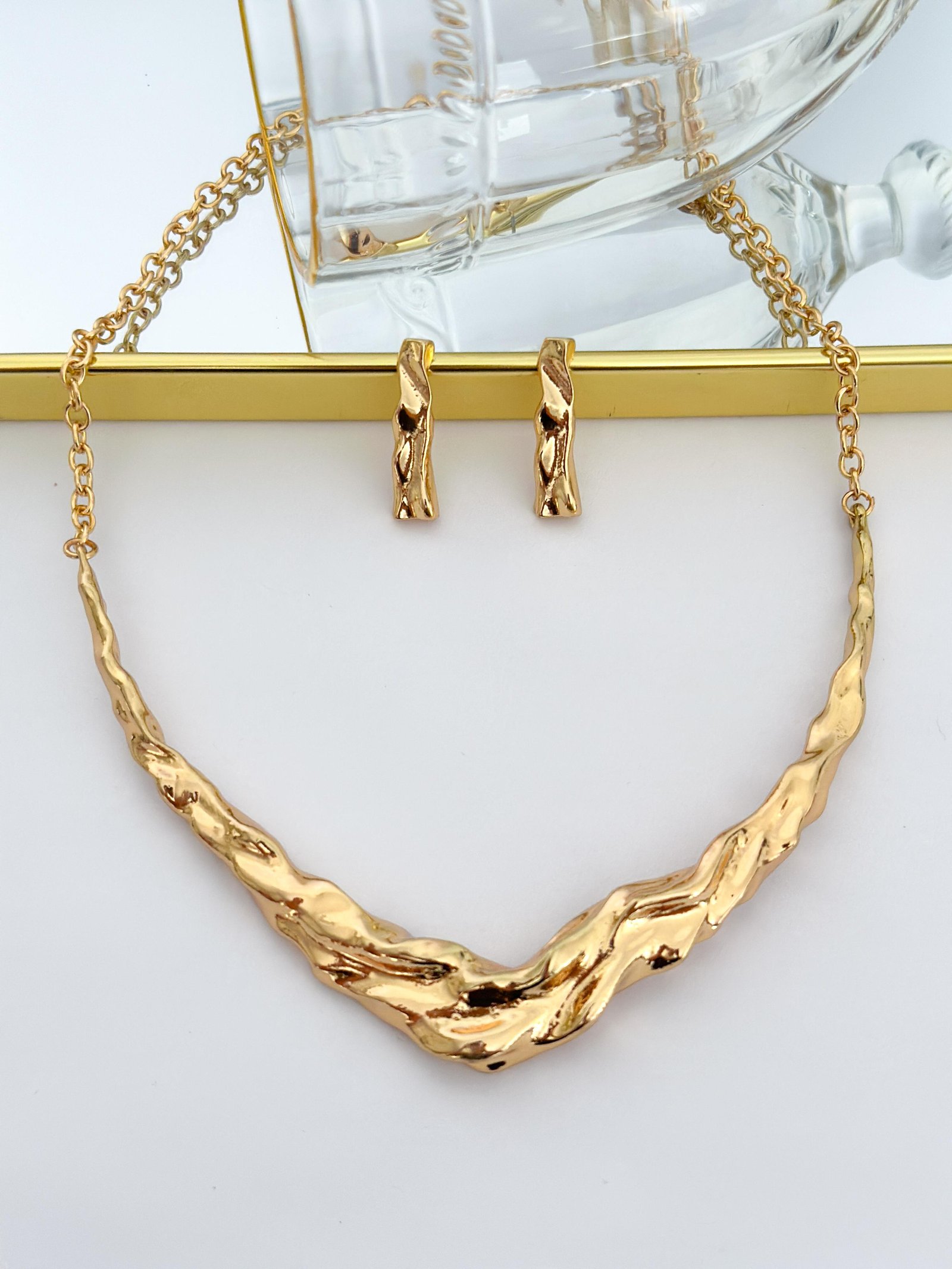 Conjunto Folheado Organico Dourado