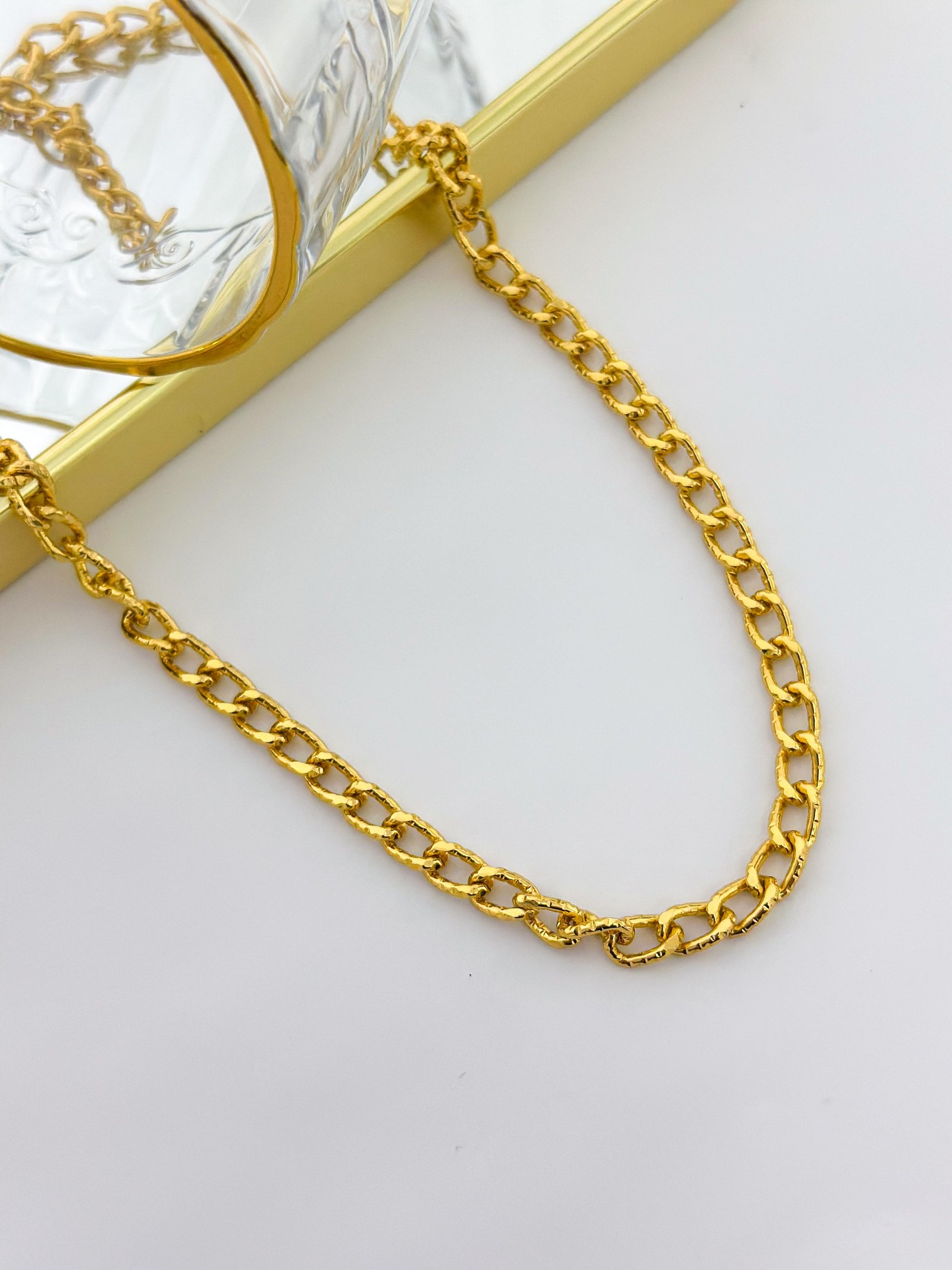 Colar Folheado Correntaria Groumet Dourada 