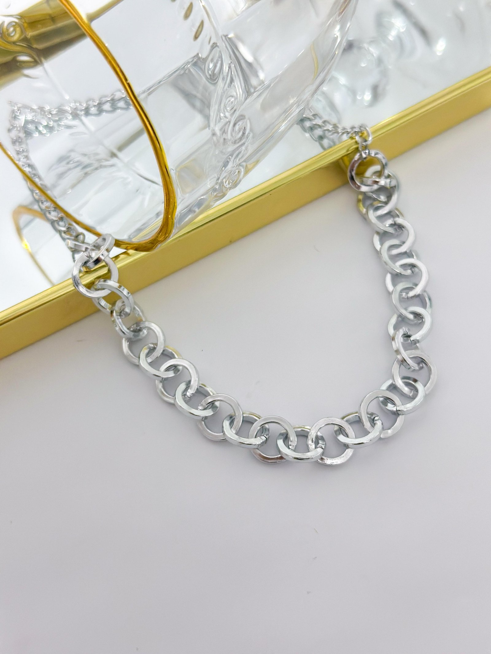 Colar Folheado Correntaria Portugues Prata 