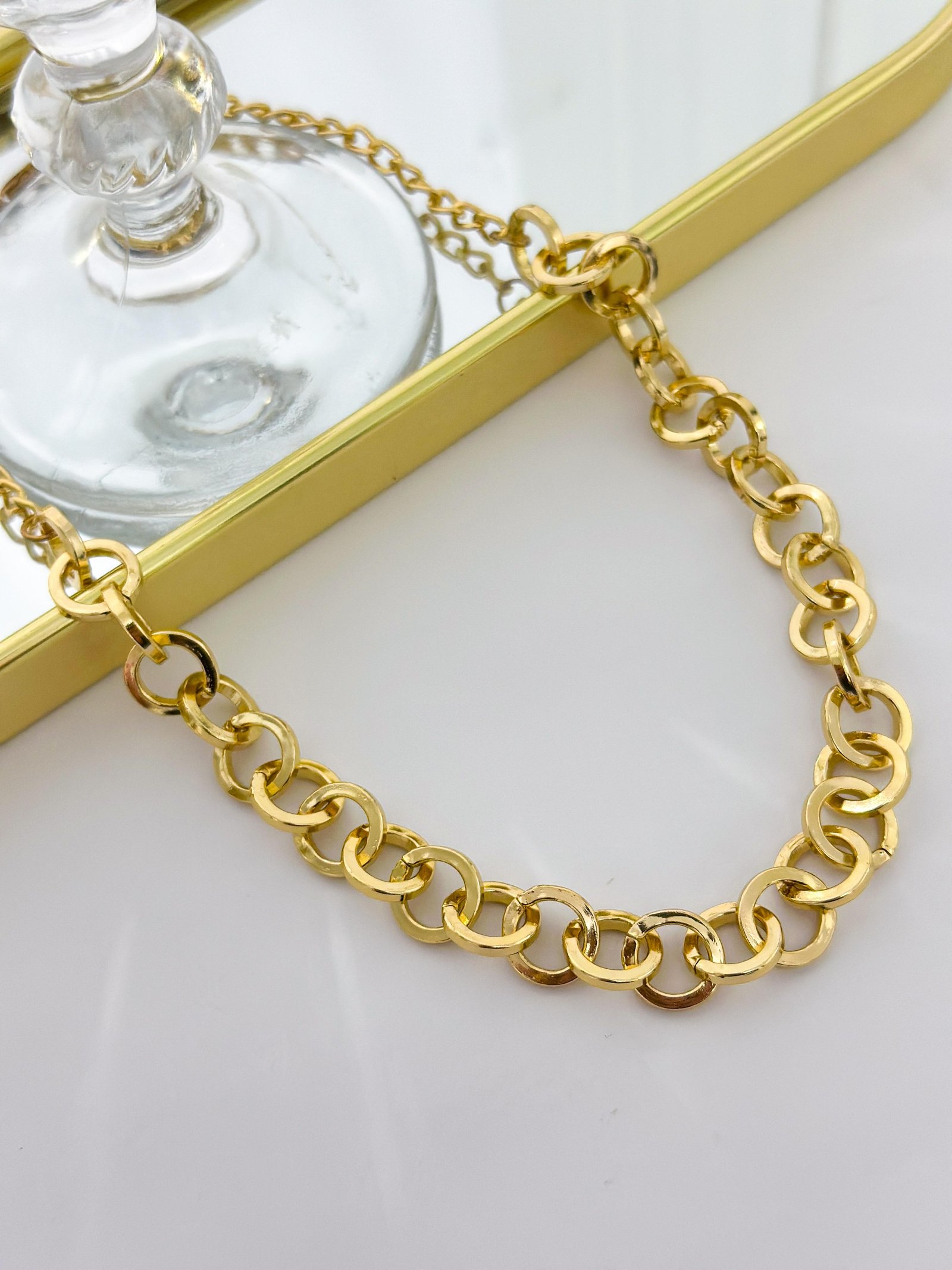 Colar Folheado Correntaria Portugues Dourada 