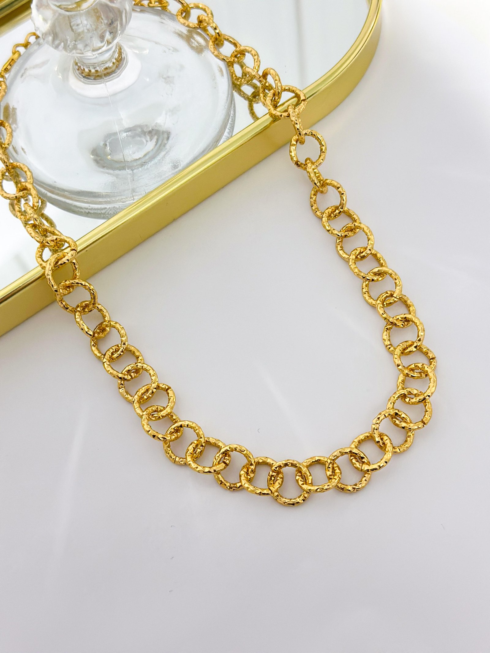 Colar Folheado Correntaria Portugues Dourada 