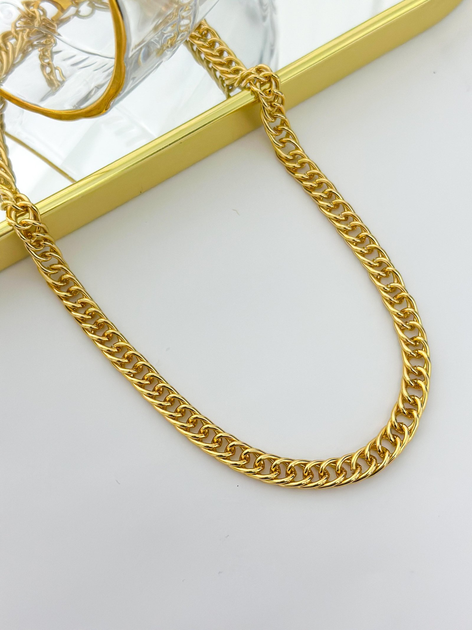 Colar Folheado Correntaria Groumet Dourada