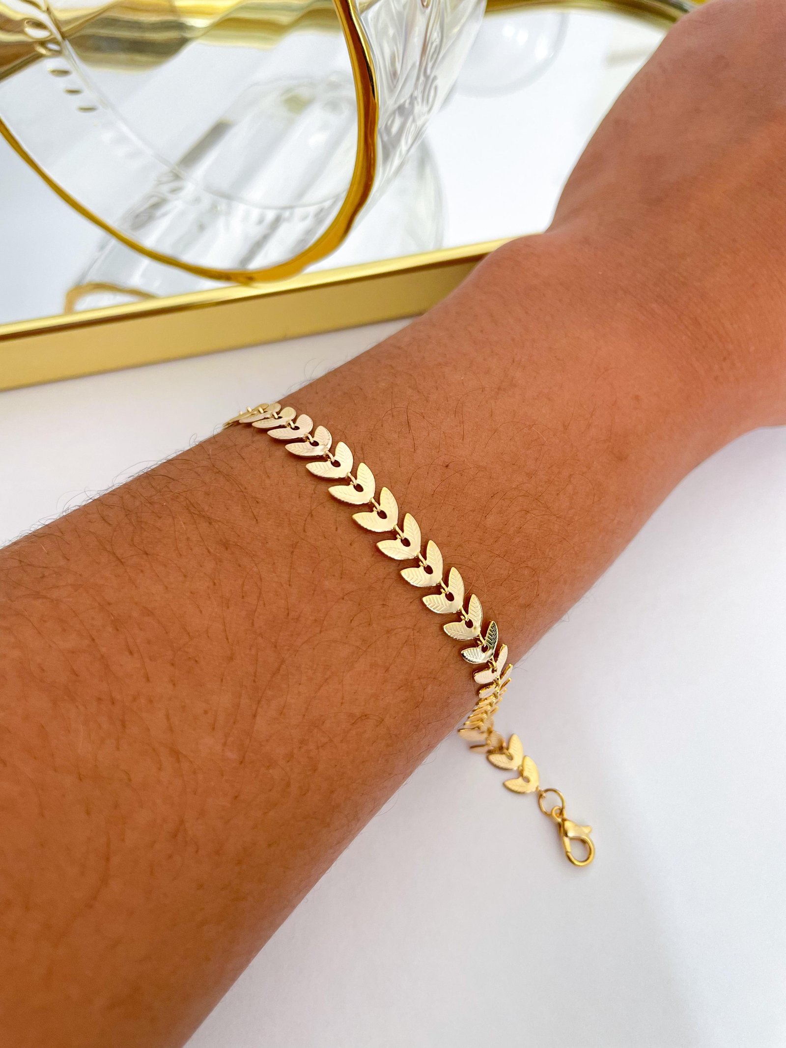 Pulseira Folheada Escama Dourada 