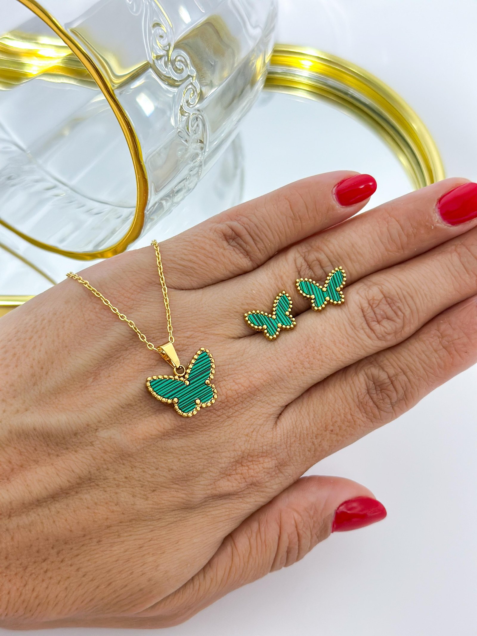 Conjunto Aço Inox Borboleta Resinada