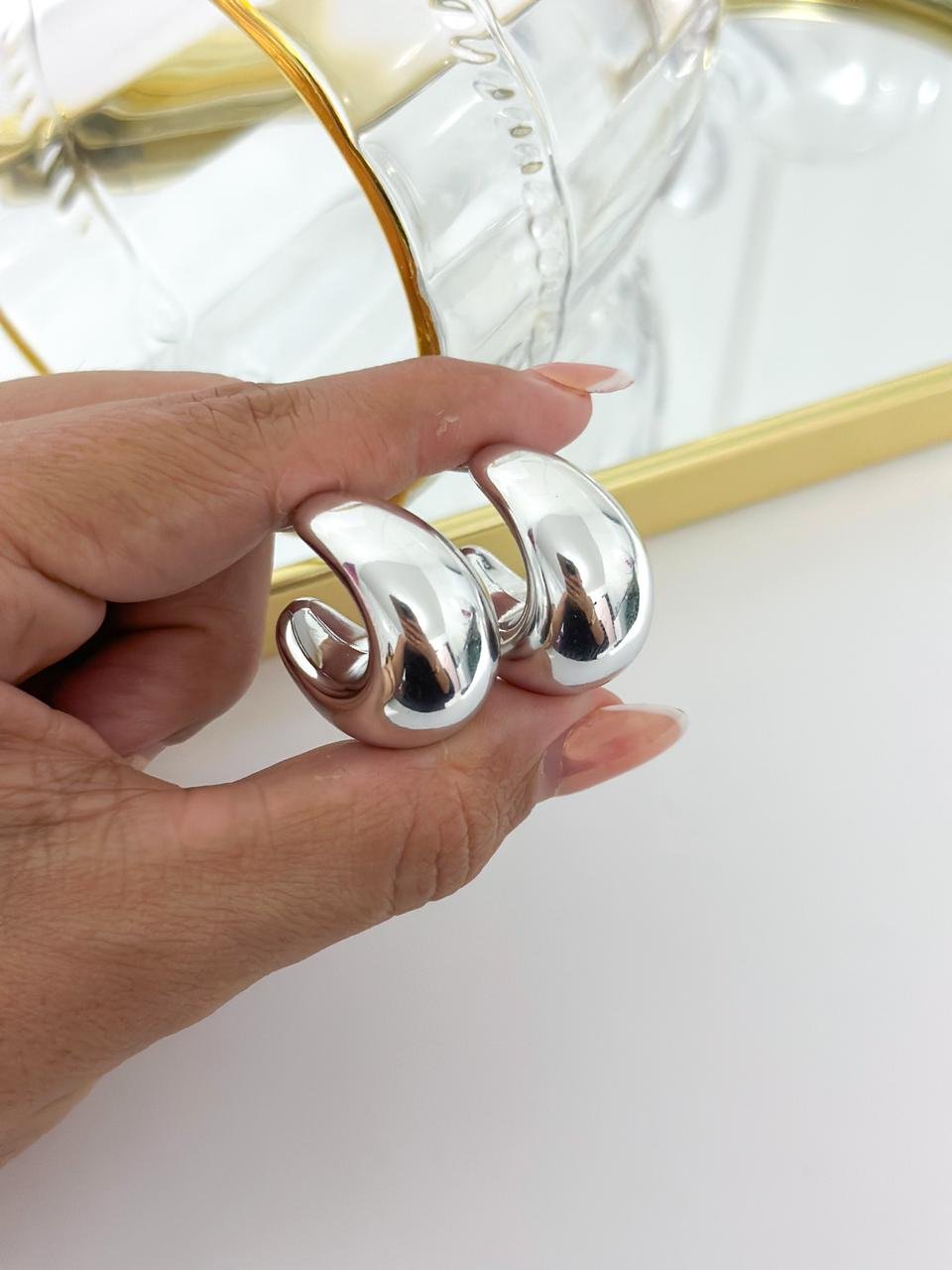 Brinco Folheado Robusto Prata 