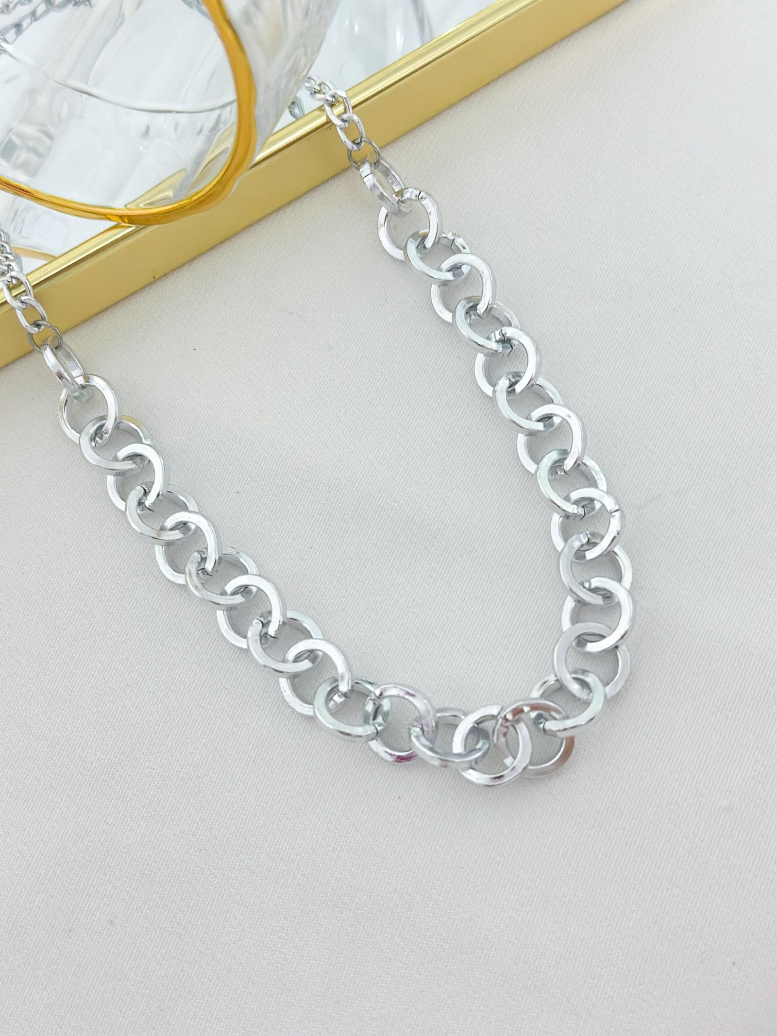 Colar Folheado Correntaria Portugues Prata 