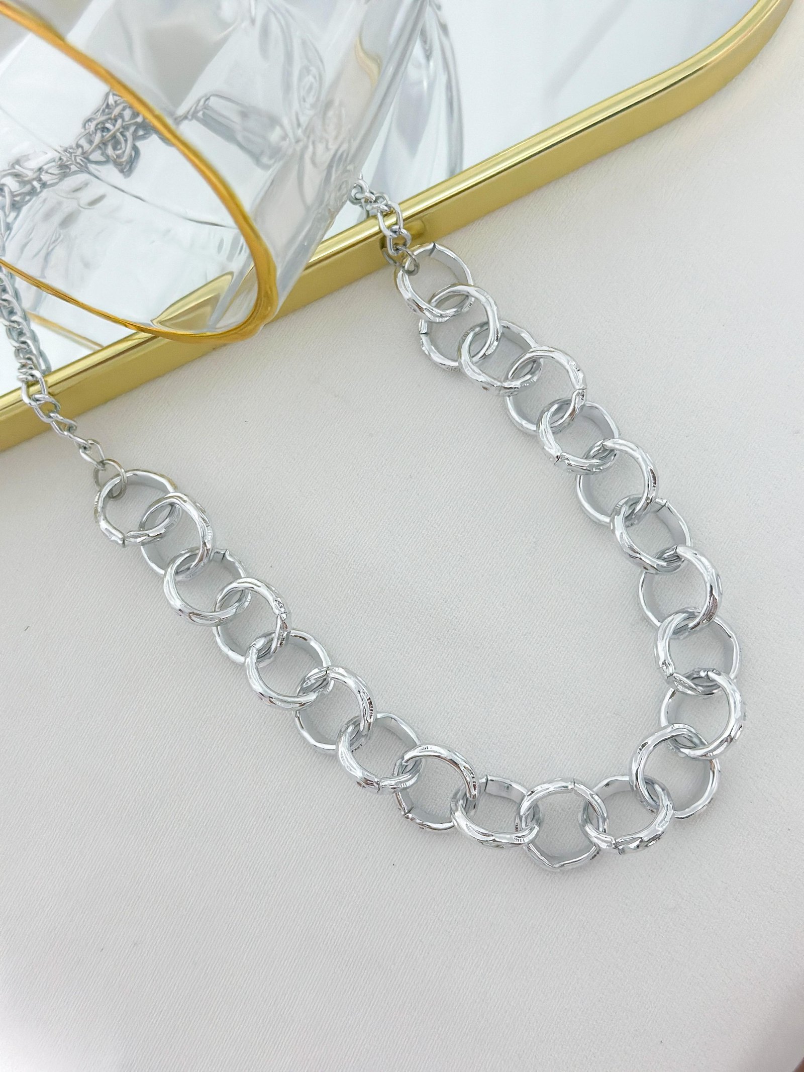 Colar Folheado Correntaria Portugues Prata 