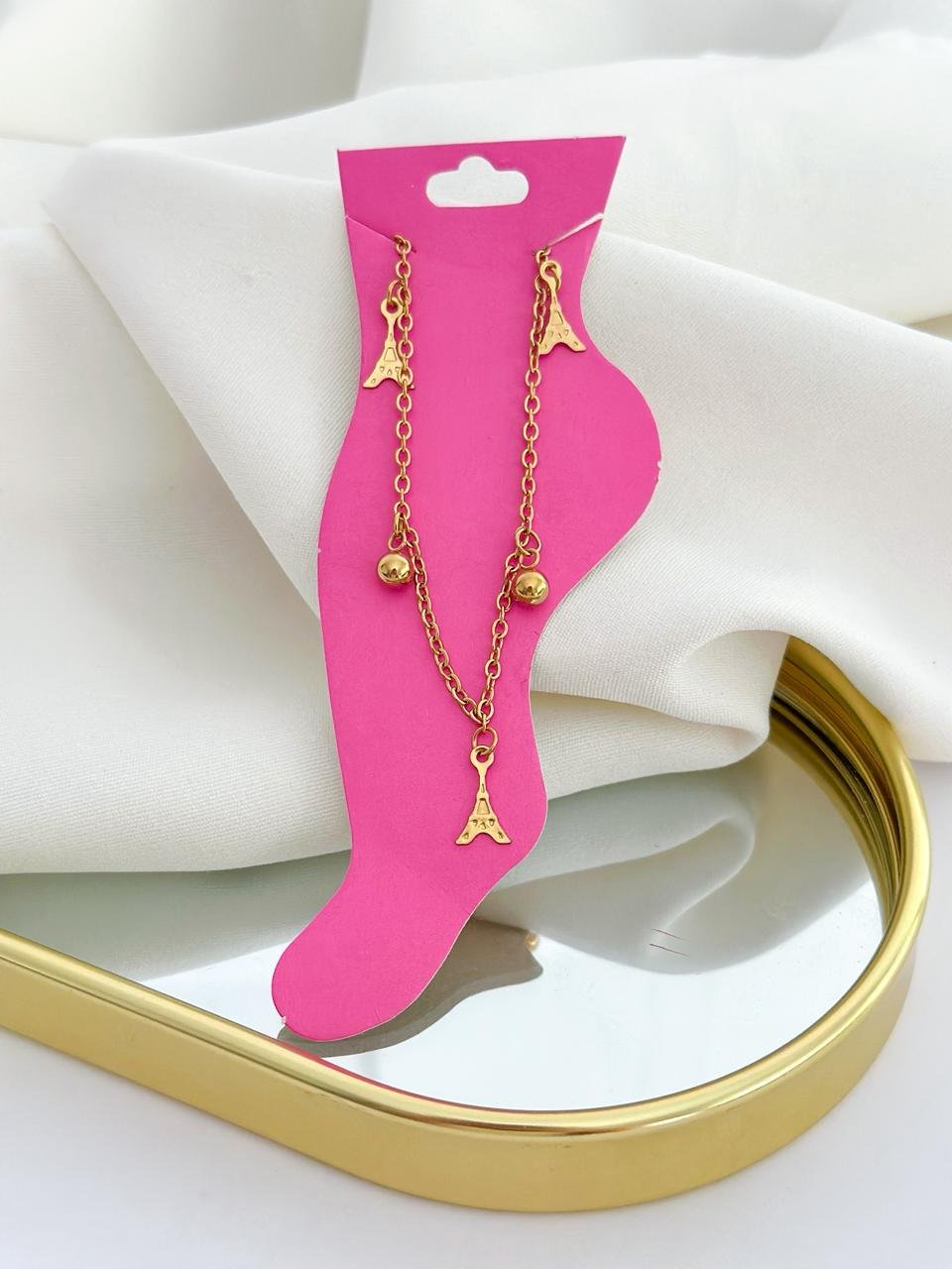 Tornozeleira Aço Inox Paris Dourada