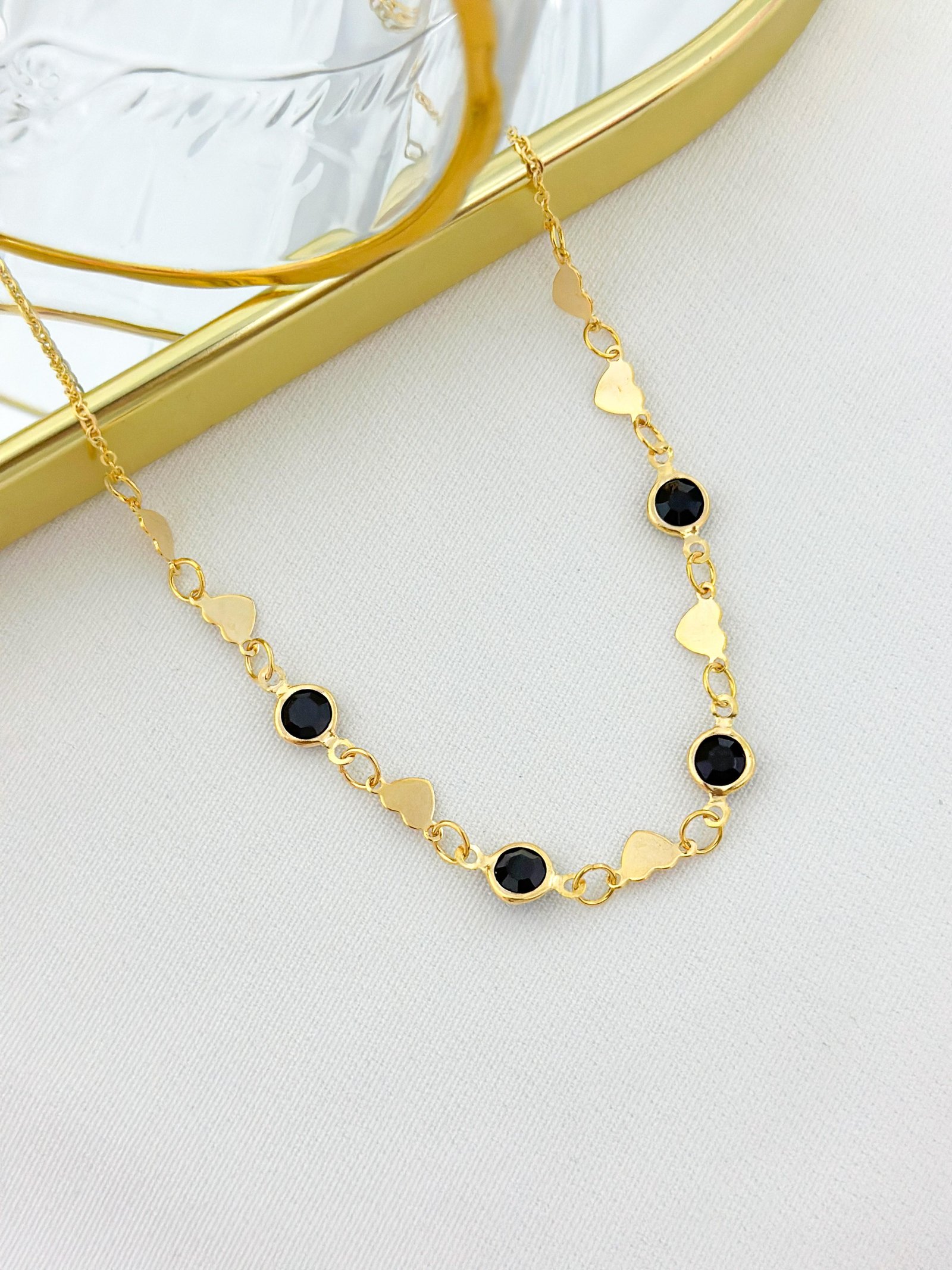 Chocker Folheada Tiffany E Coração Lisa Dourada 