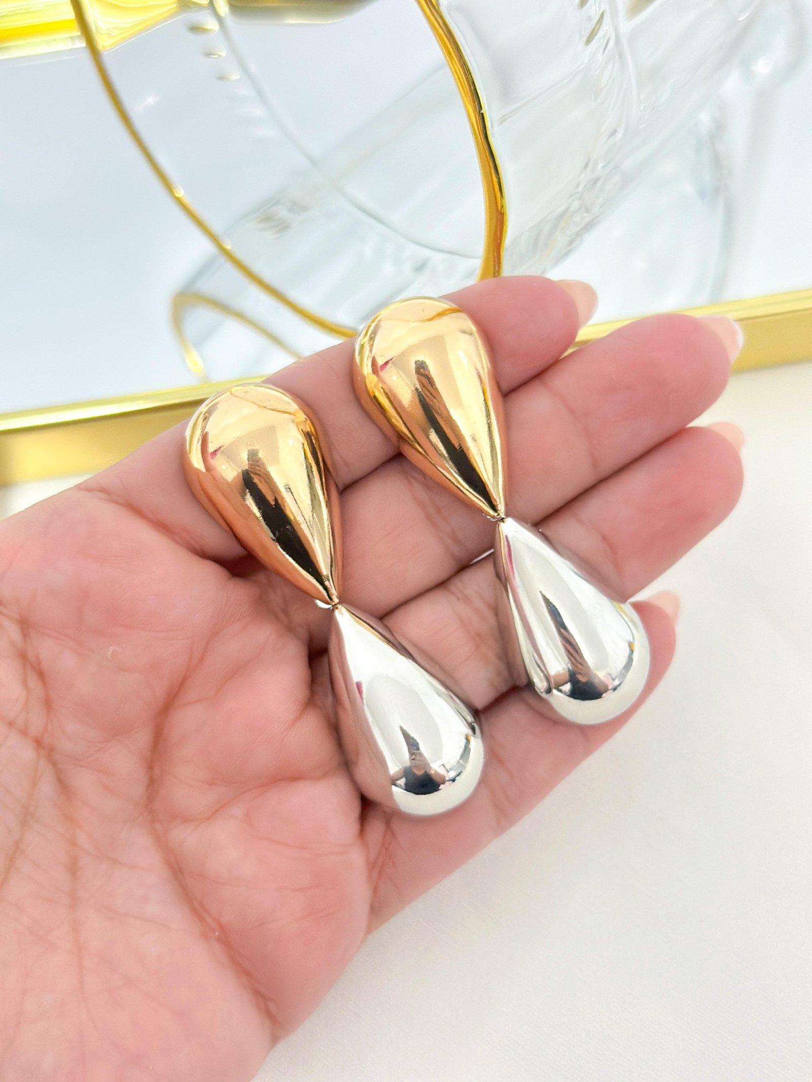 Brinco Folheado Misto Prata/dourado