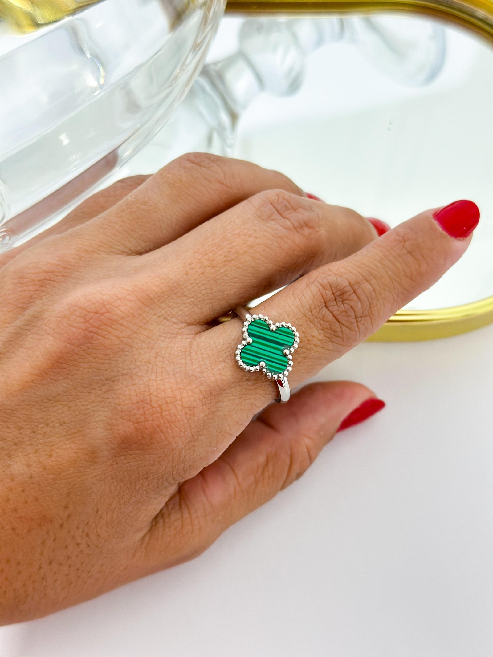 Anel Aço Inox Virginia Color Verde Prata 