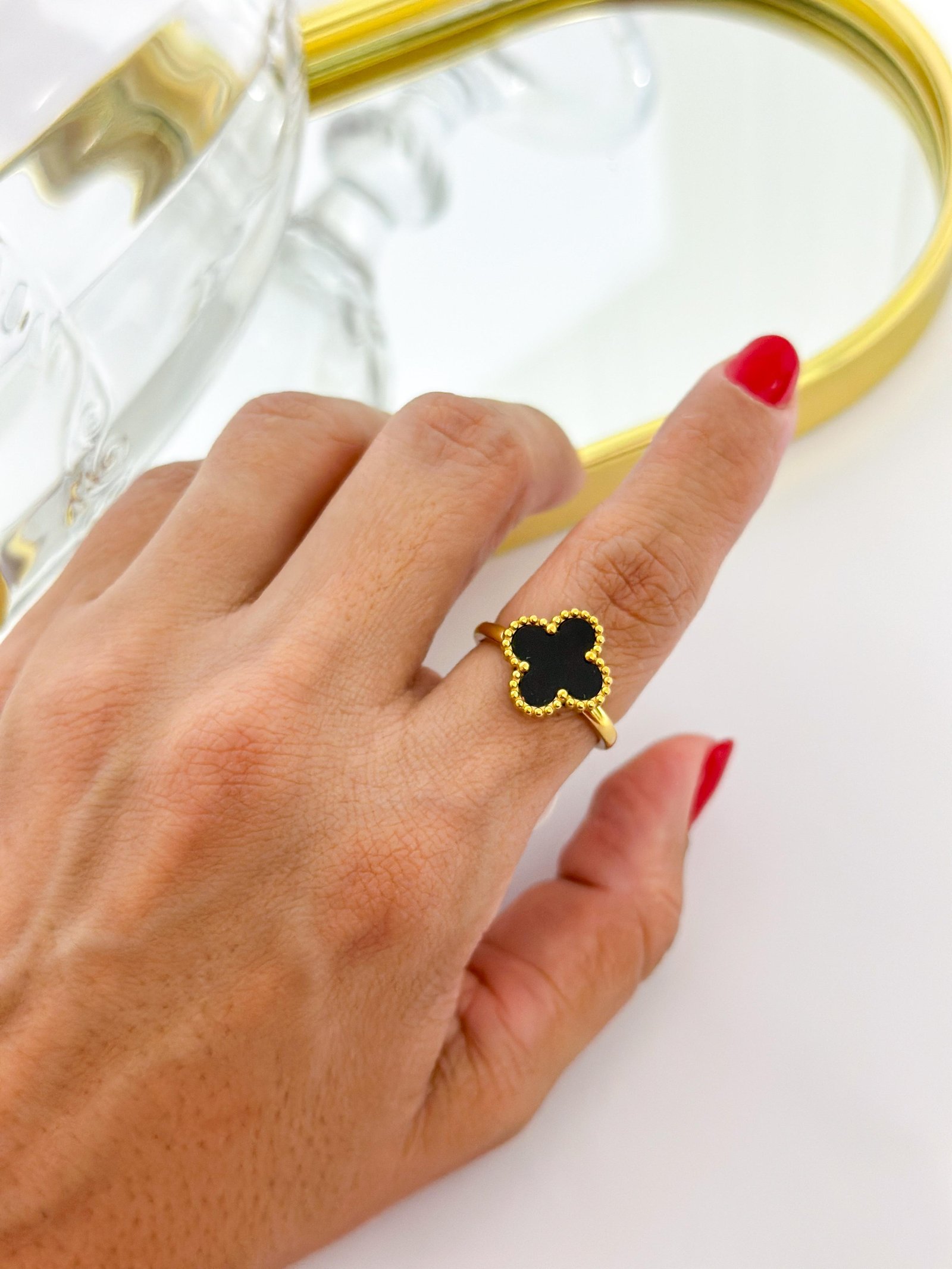 Anel Aço Inox Virginia Color Preto Dourado