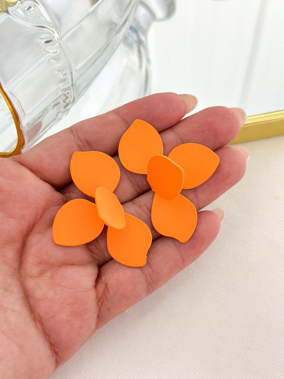 Brinco Flor Colorido Verão Laranja