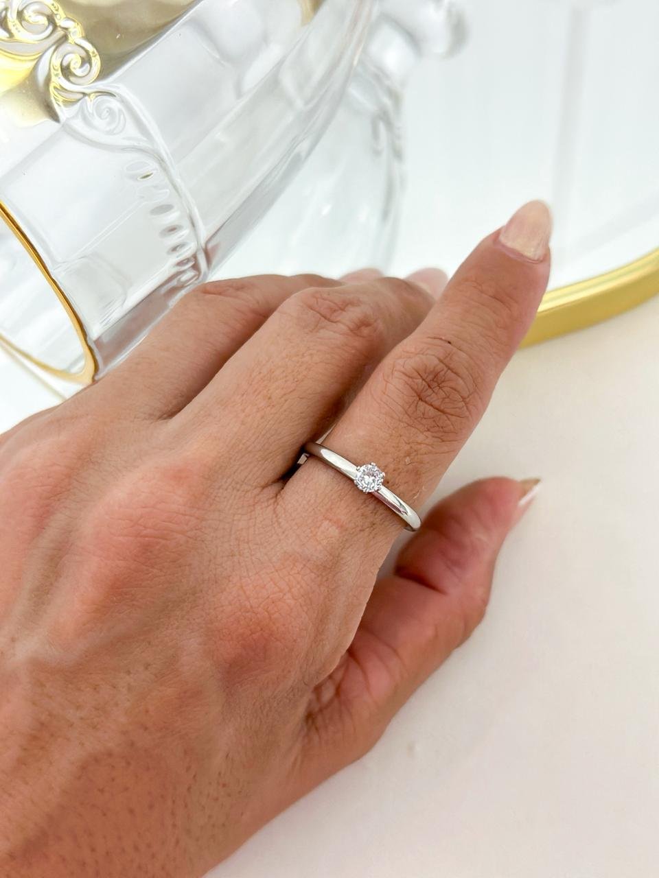 Anel Aço Inox Solitario Prata