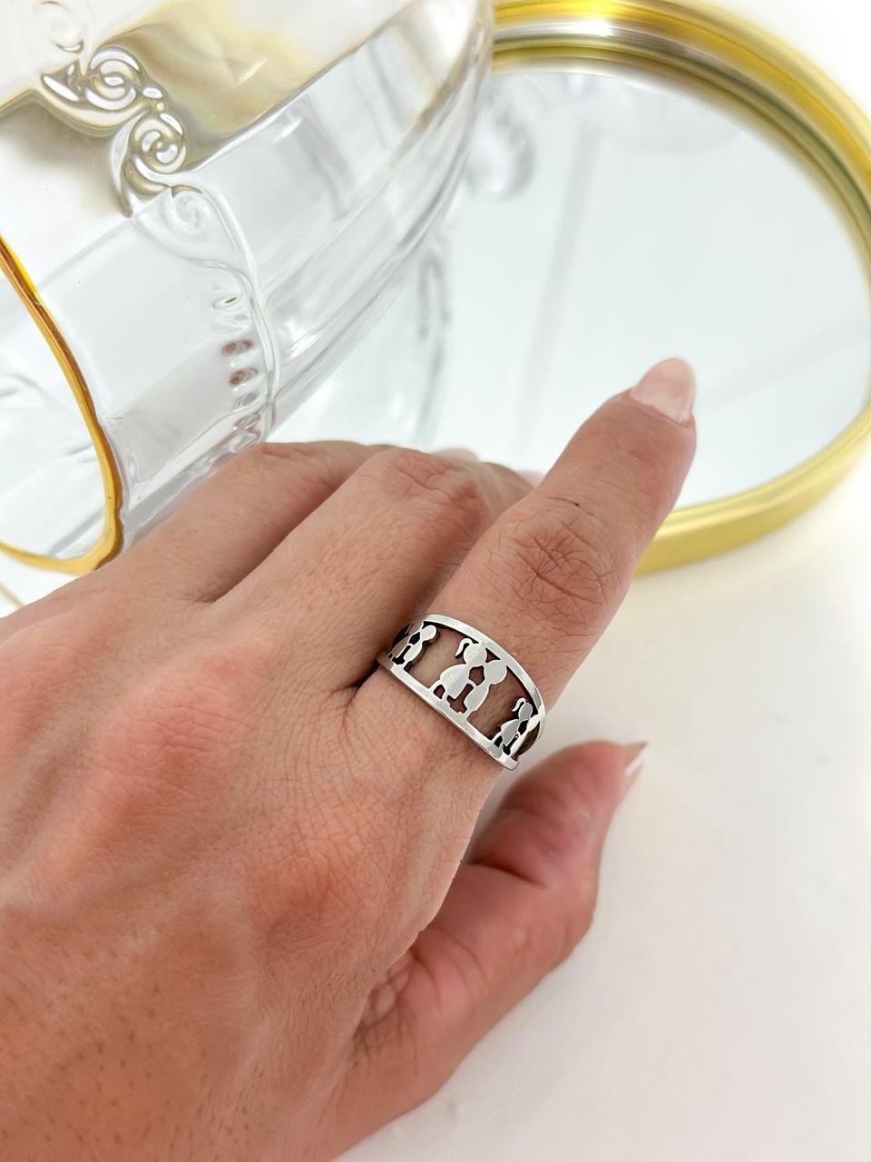 Anel Aço Inox Casal Prata