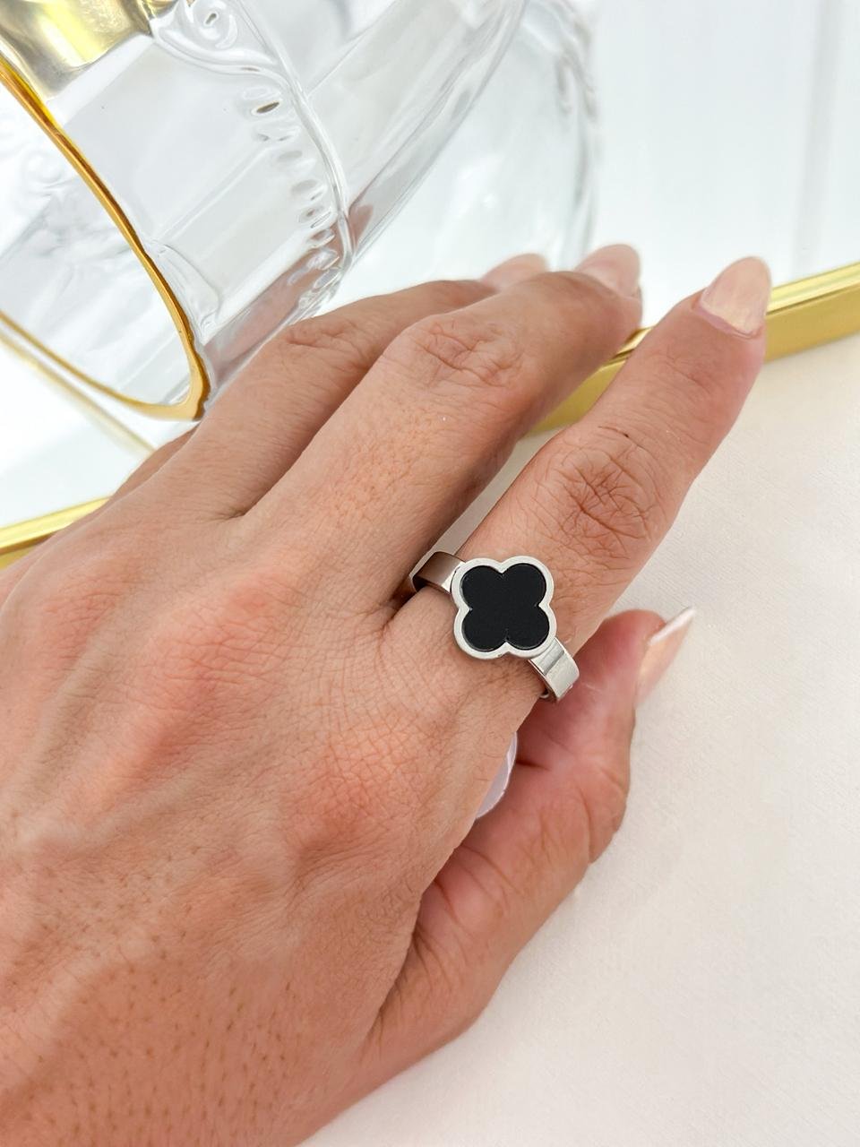 Anel Aço Inox Virginia Color Preto Prata