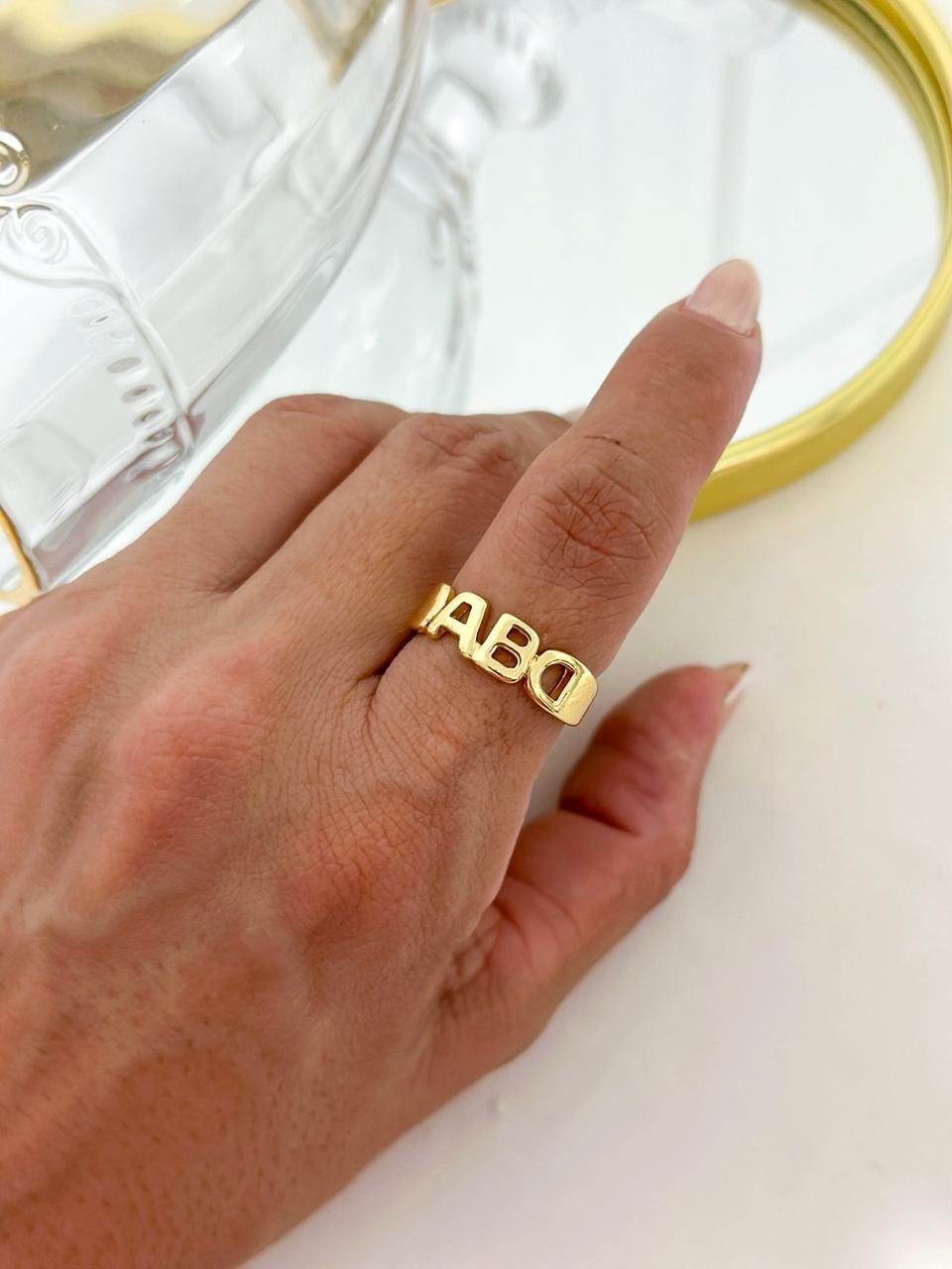 Anel Biju Infantil ABC Dourado 