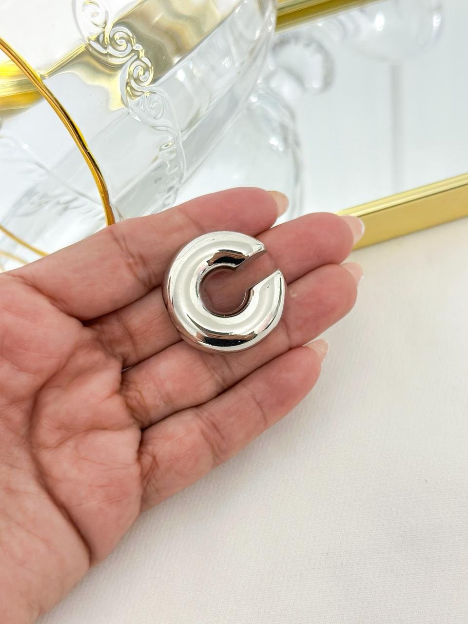 Brinco Fake Folheado Prata