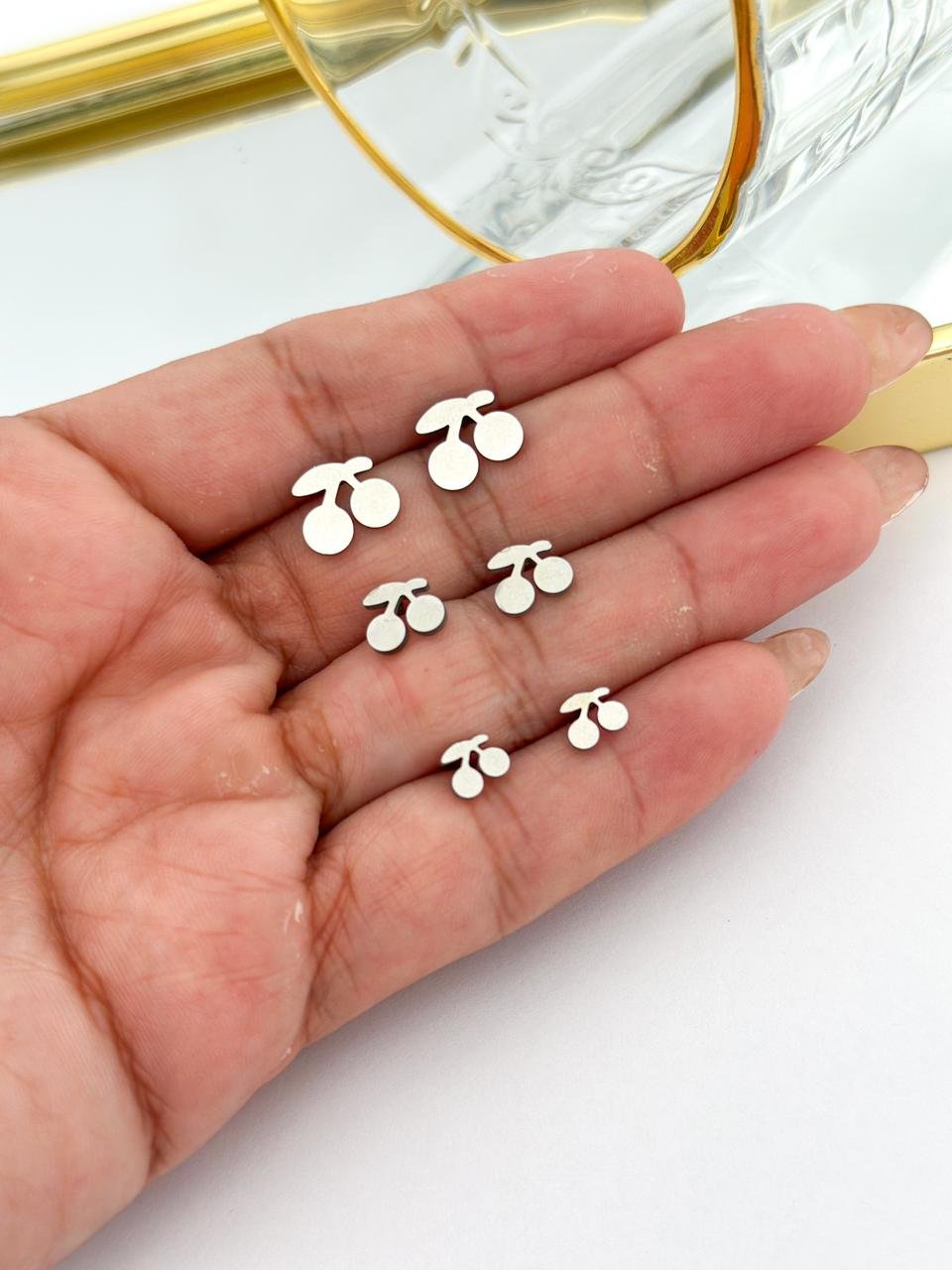 Brinco Estrela Trio Aço Inox P Prata 